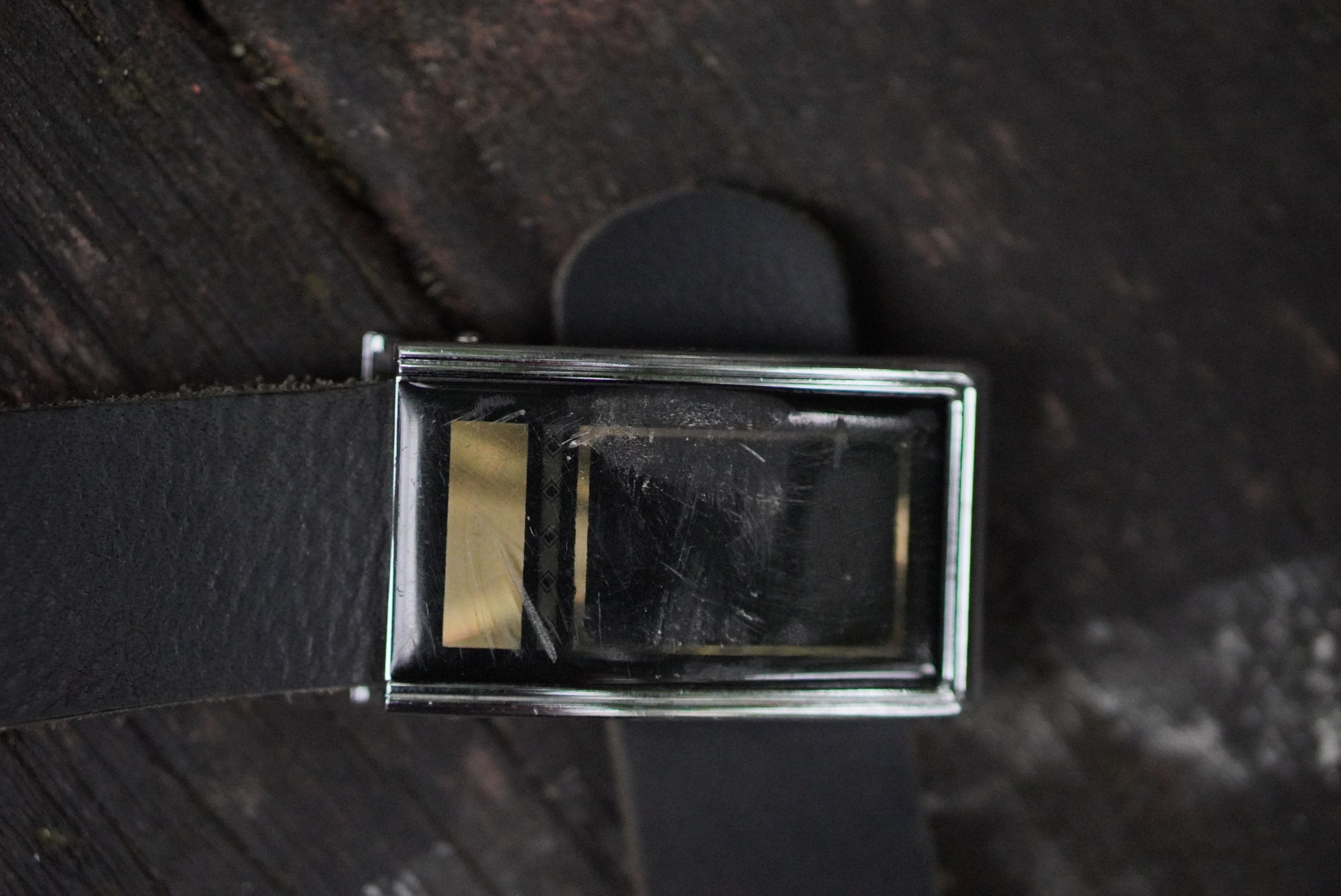 Vintage Leather Belt Black Silver Plaque Buckle Minimalist 1990s Y2K Grunge Unisex