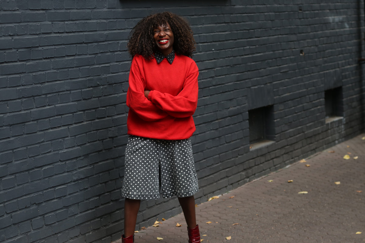 Vintage Red Wool Sweater | 80s Minimalist Knit Jumper | Bright Red Pullover