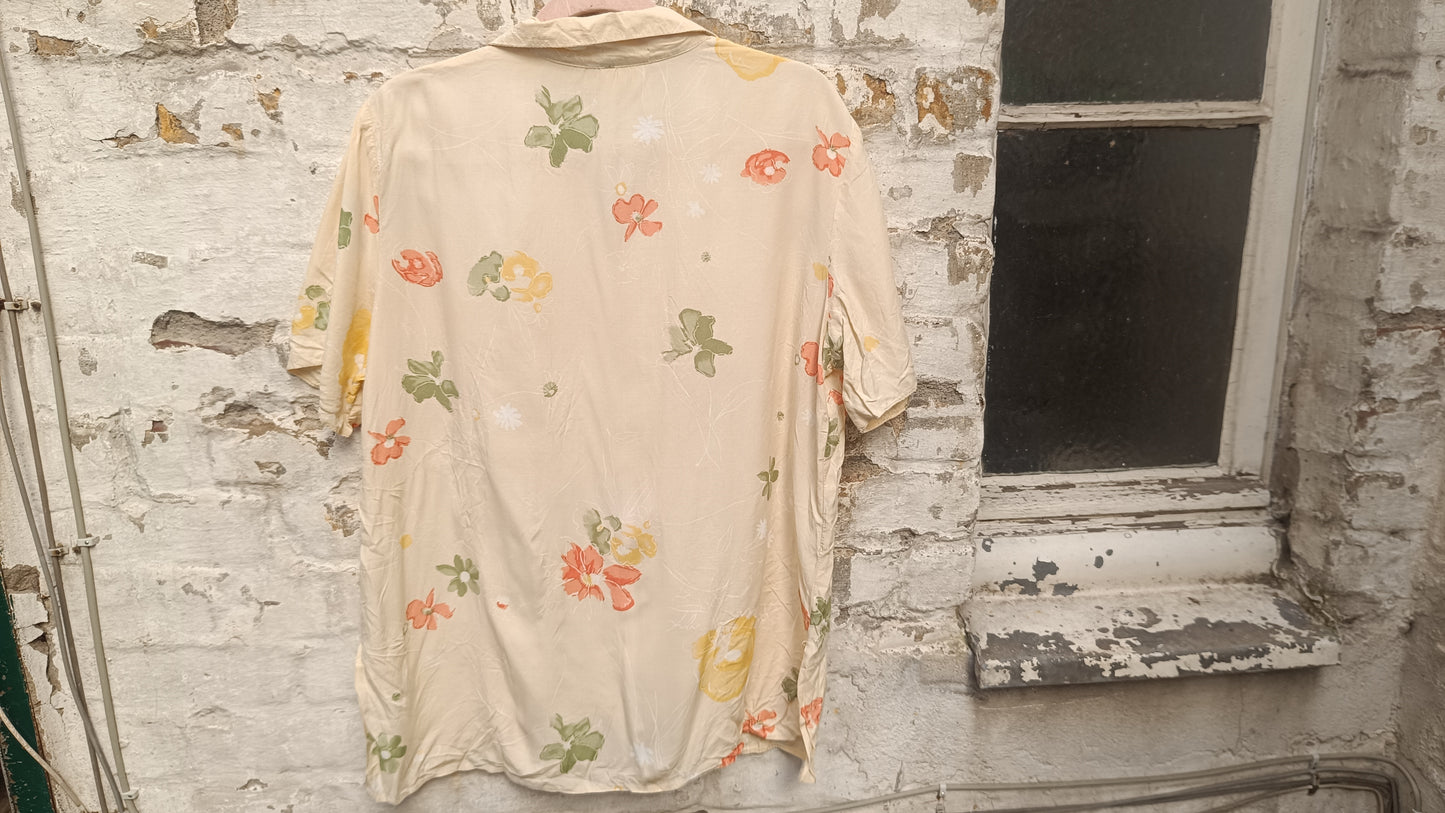 Rosella Vintage Floral Blouse Made in England Retro 70s Short Sleeve Sun Shirt