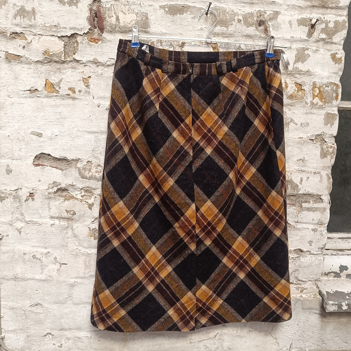 Plaid Midi Skirt | Vintage 90s Tartan Wool Bias Cut Skirt M to L