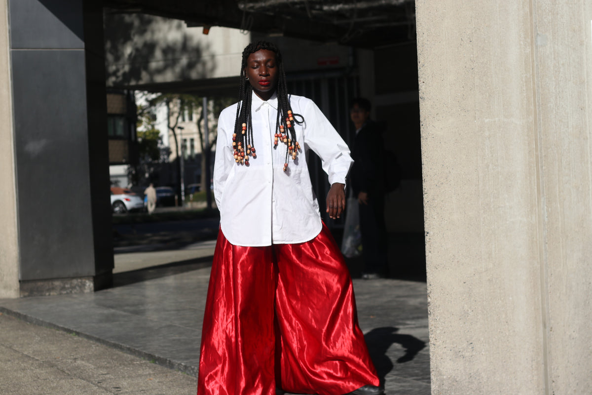 White Cotton Shirt | Vintage Pleated Tuxedo Blouse | Oversized M/L