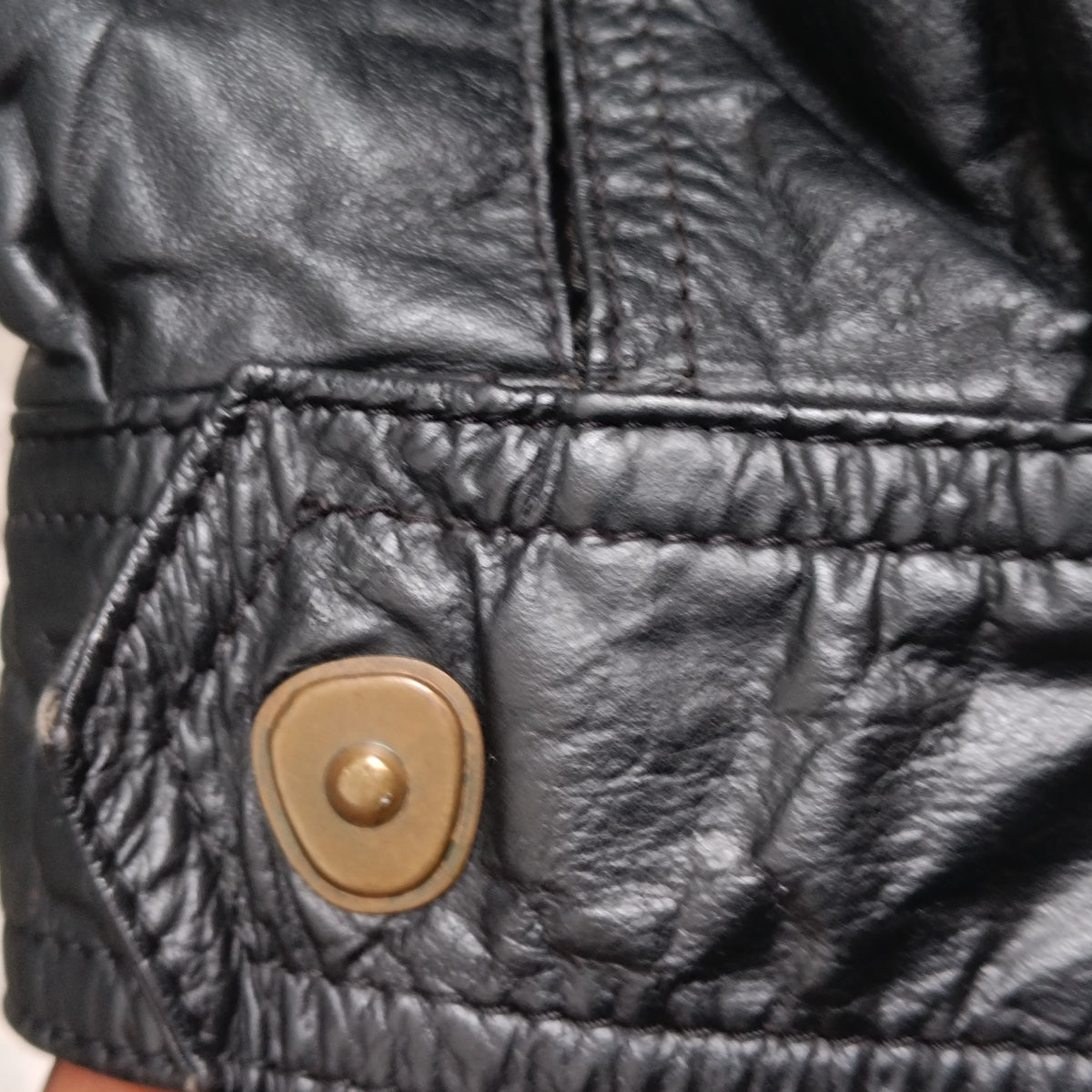 Vintage Leather Bomber Jacket - 90s Black Patch Flight Coat | L/XL