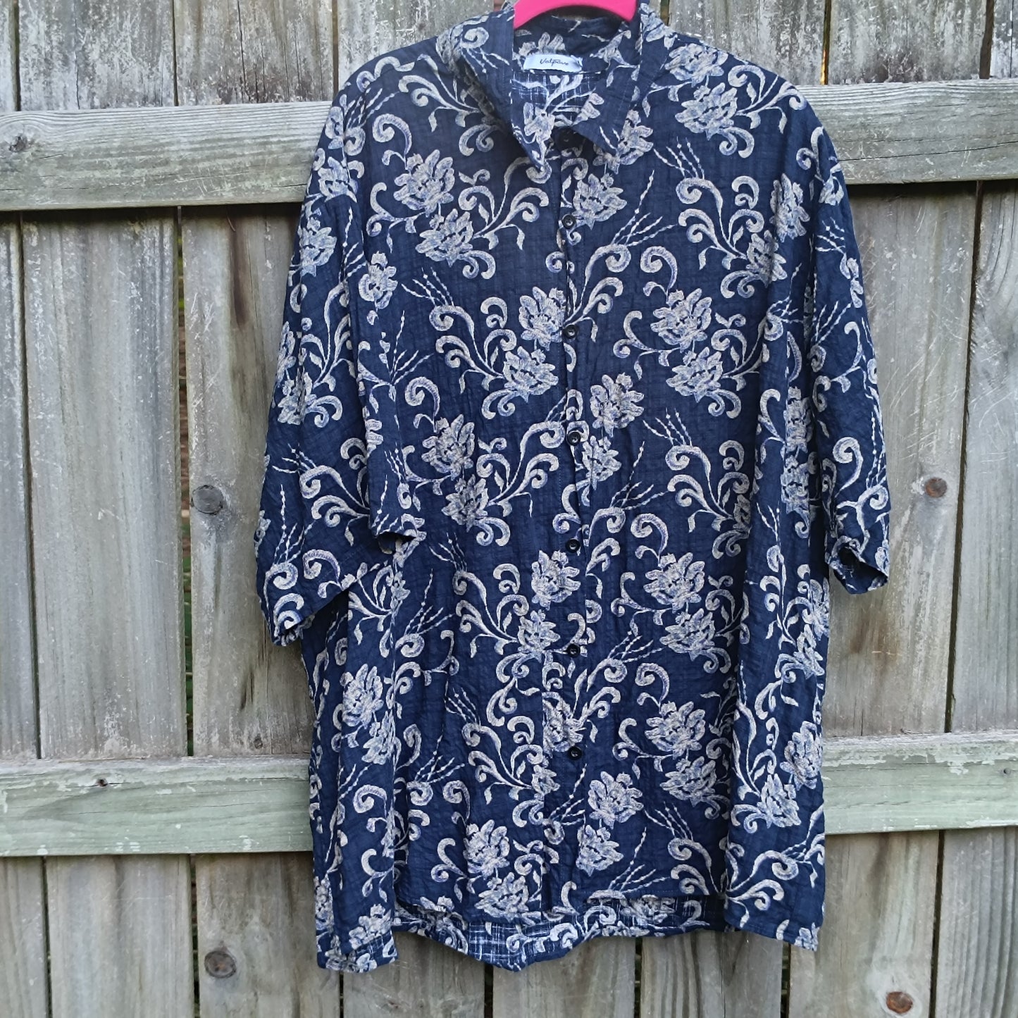 Votprove Blue Floral Short Sleeve Button Shirt - Size XXL
