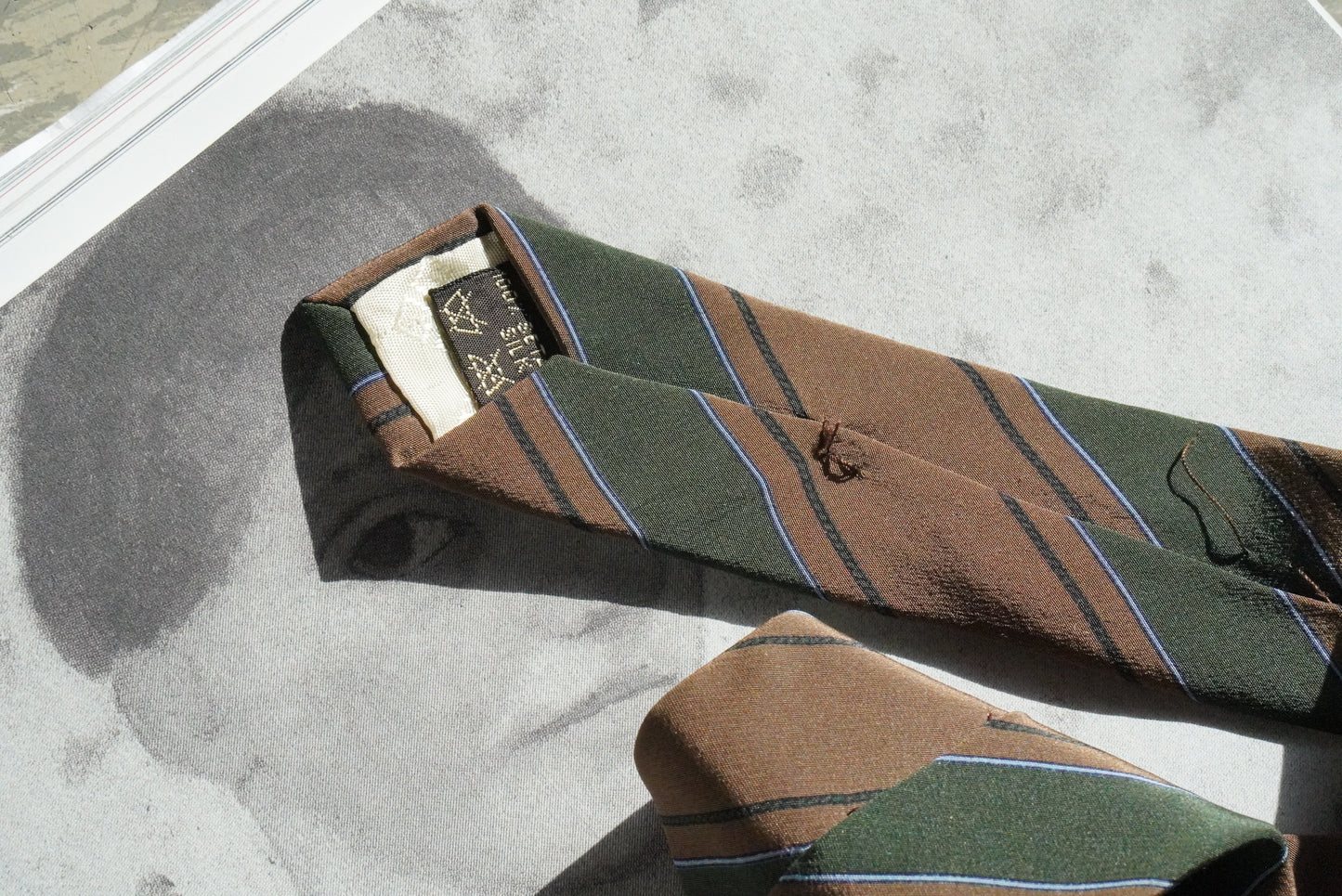 Givenchy Vintage Silk Tie Brown Green Striped Mens Designer Necktie Made In Italy