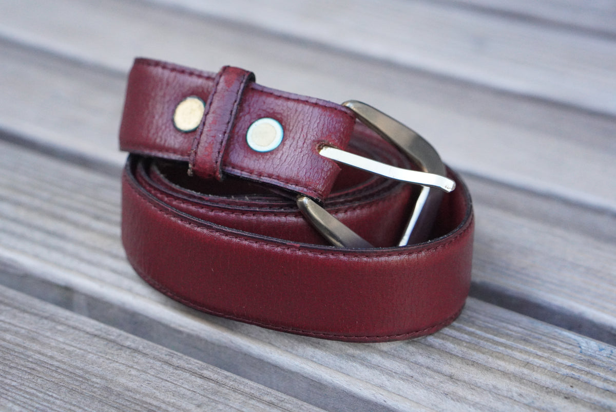 Rose Noll Burgundy Leather Belt with Silver Buckle