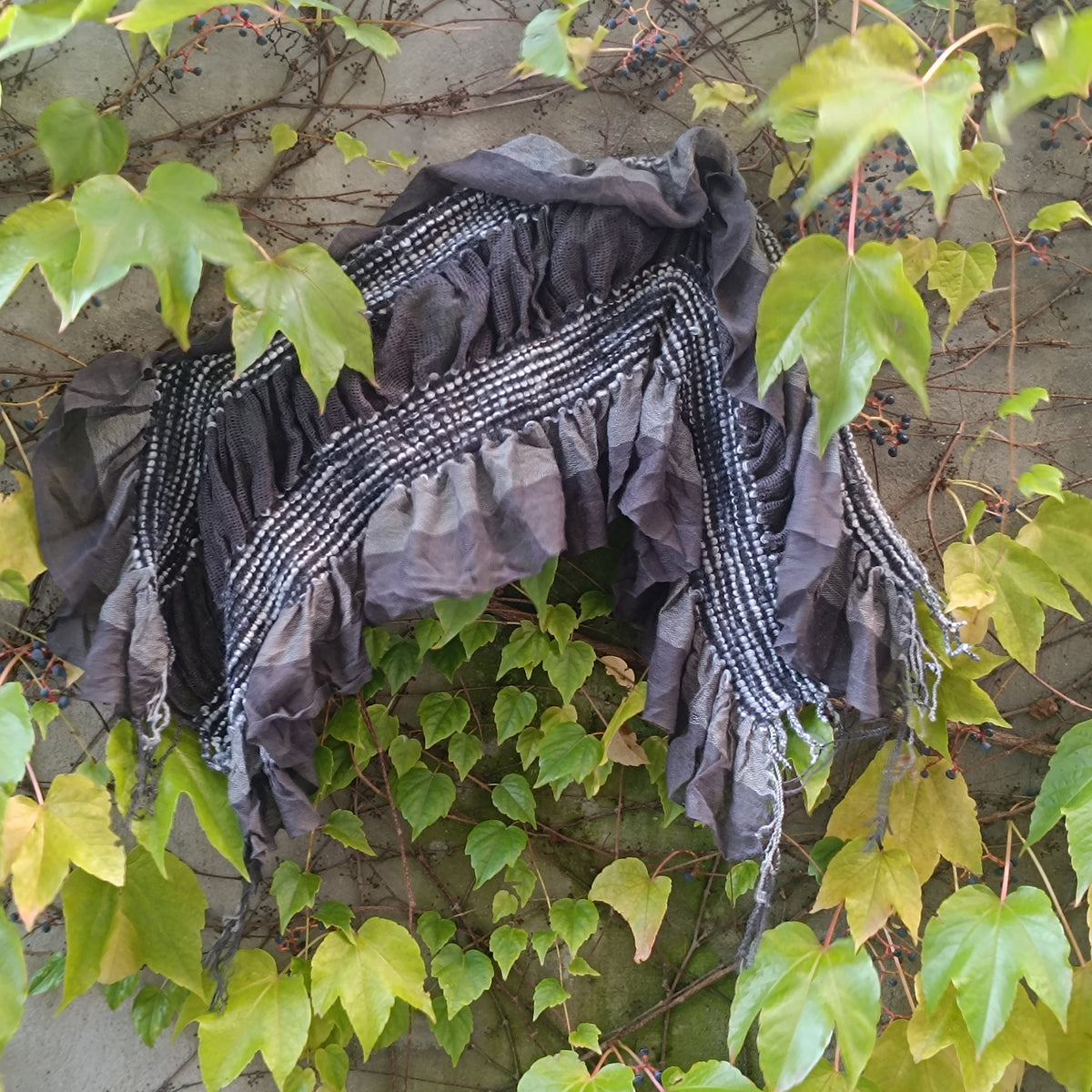 Vintage 90s Charcoal Grey Viscose Textured Shrug Shawl Bolero