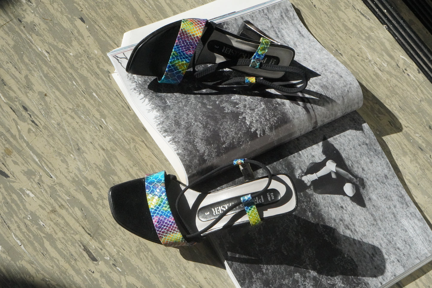 Rainbow Snakeskin  Print Sandals | Vintage Y2K Strappy Heels - Size EU 35.5