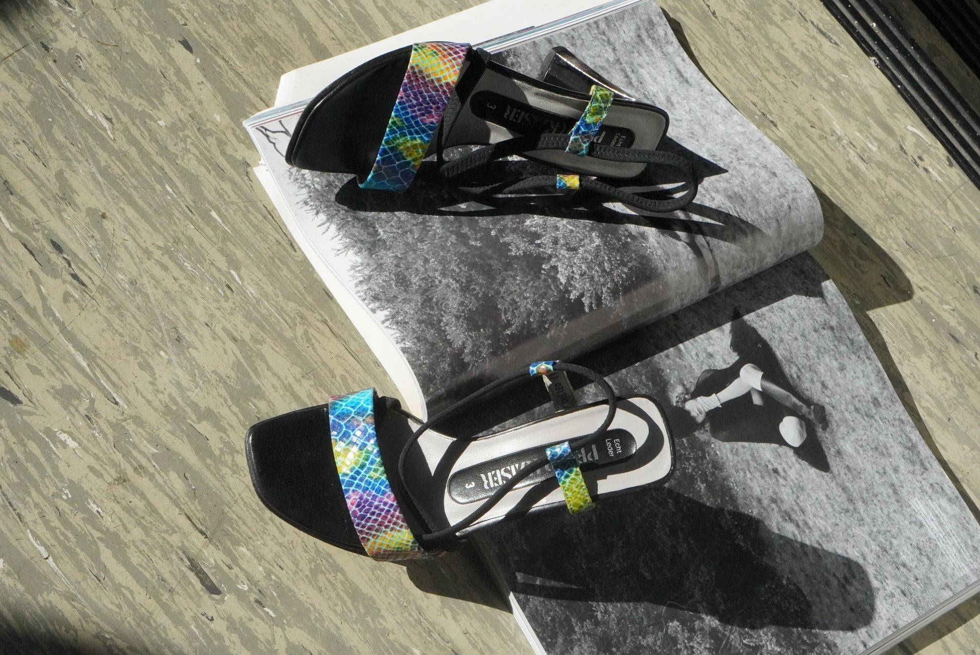 Rainbow Snakeskin  Print Sandals | Vintage Y2K Strappy Heels - Size EU 35.5