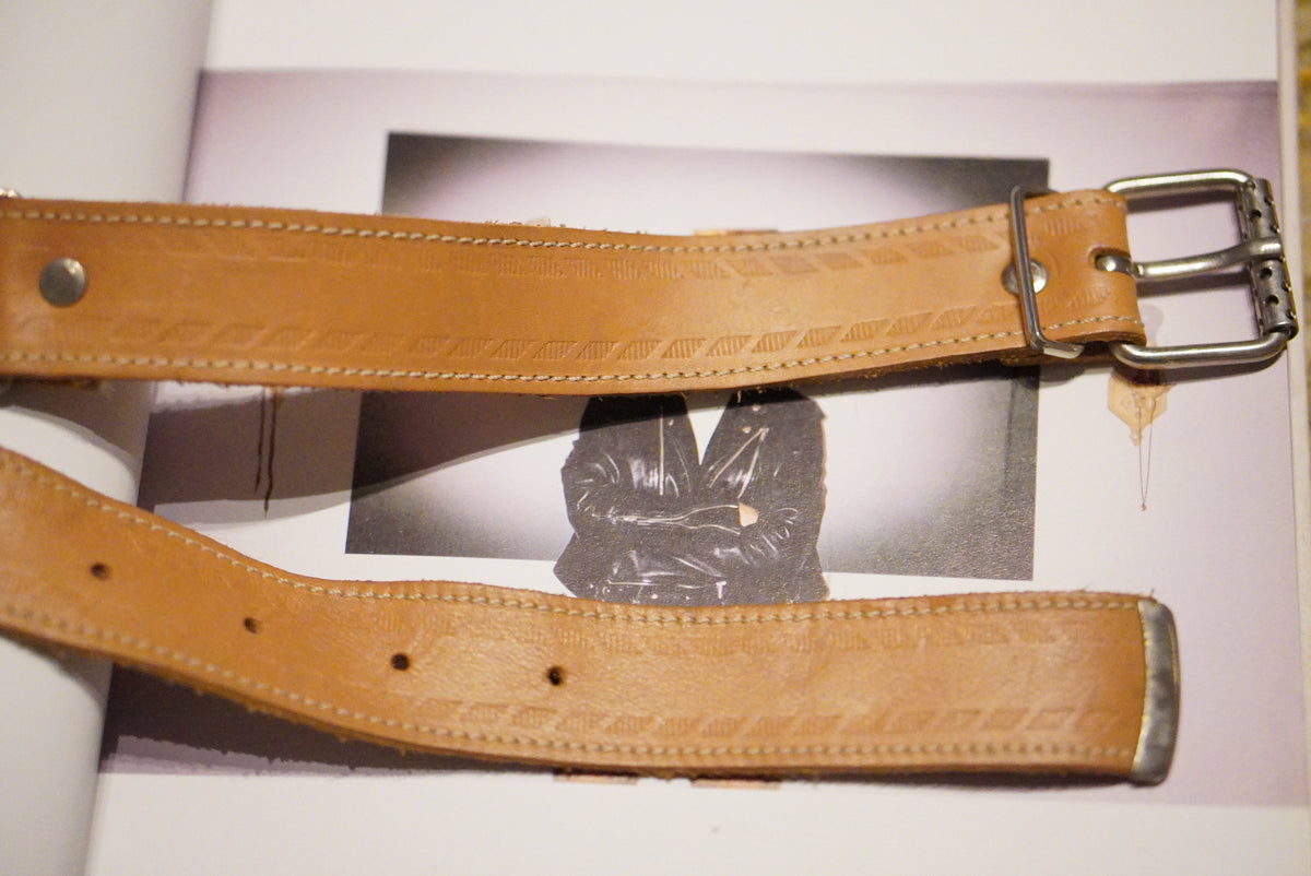 Vintage Brown Leather Belt | 70s Boho Tan Brown Embossed Detailed Belt