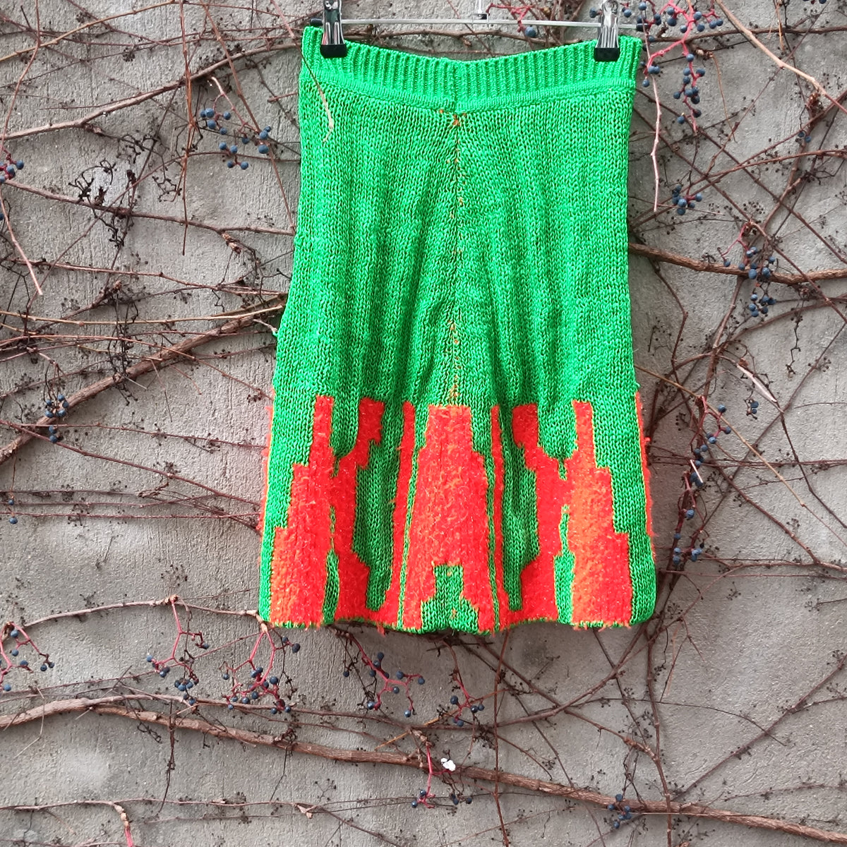 JW Anderson Strawberry Knit Mini Skirt Green Red Size S