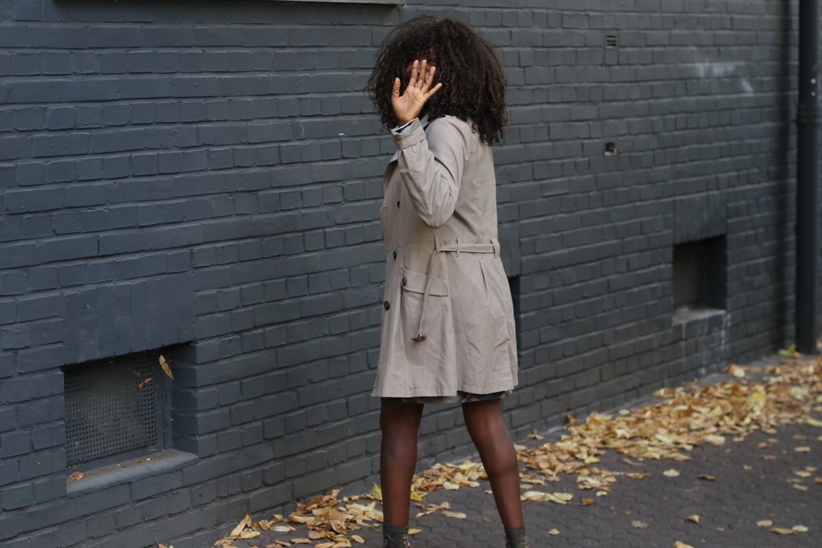 Trench Coat Vintage Y2K Beige Double Breasted Jacket | Size S EU 36