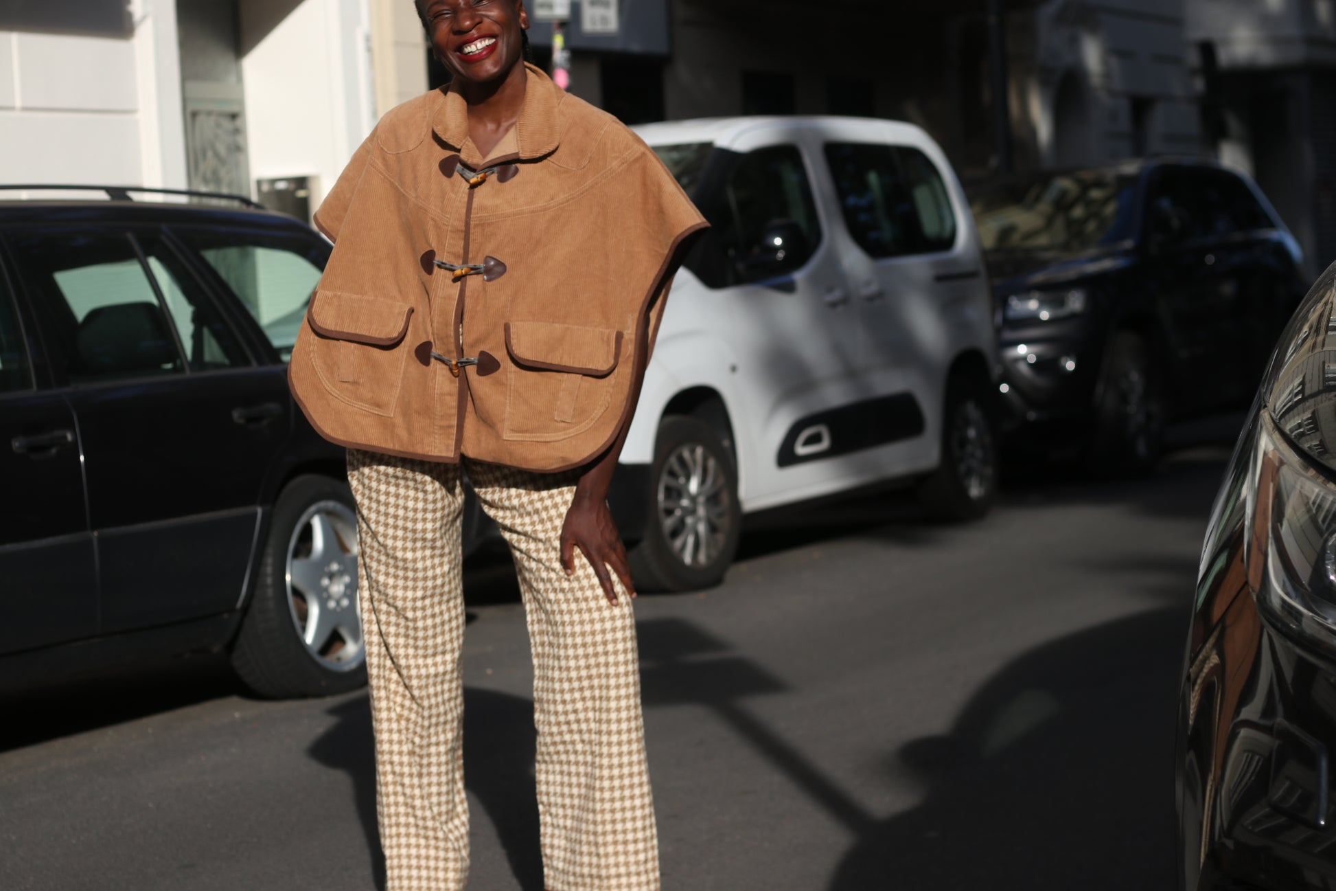 Vintage Houndstooth Virgin Wool Trousers - 90s Beige Taifun Pants M