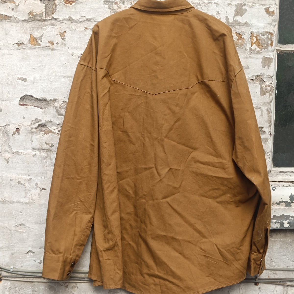 Vintage Military Style Bib Jacket - 90s Khaki Shirt Jacket - M/L