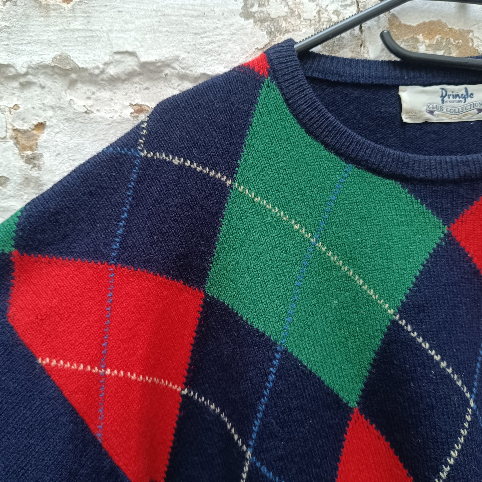 Argyle Wool Jumper | Vintage 90s Pringle Scotland Pullover L