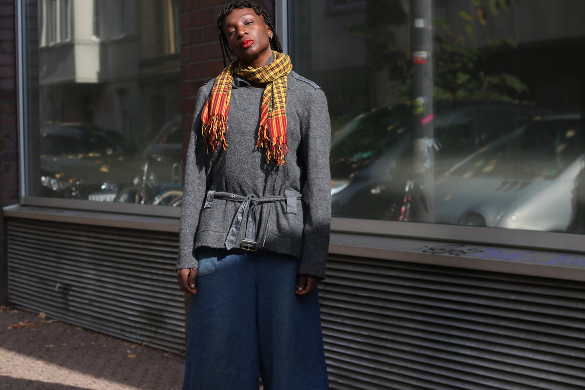 Vintage Plaid Scarf | 90s Yellow Fringe Wrap | Retro Unisex Stole