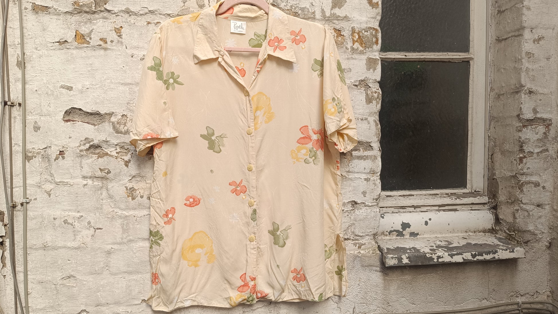 Rosella Vintage Floral Blouse Made in England Retro 70s Short Sleeve Sun Shirt