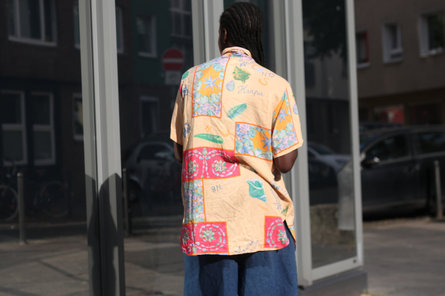 Vintage 80s Viscose Shirt - Nautical Sea Print Short Sleeve Blouse | Fits M/L