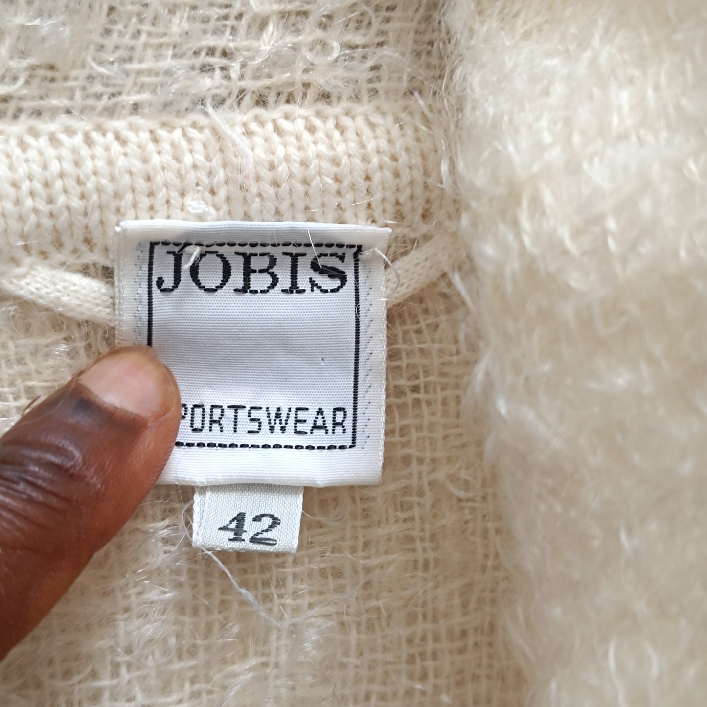 JOBIS Vintage Mohair Wool Jacket - 80s Cream Knit Cardigan Blazer