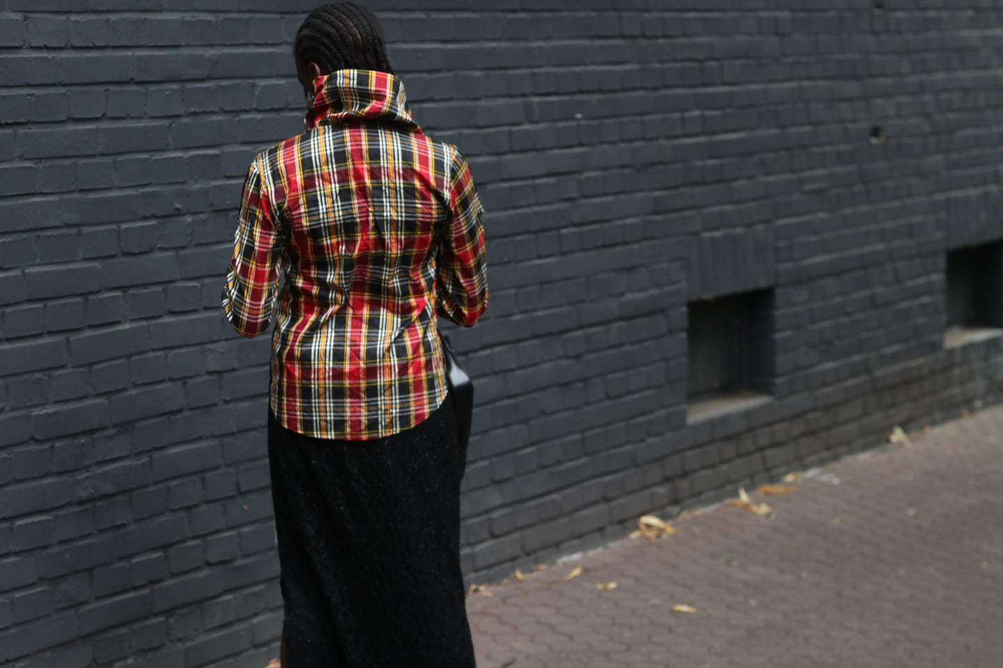 Vintage 90s Plaid Blouse - Red Tartan Draped Collar Shirt Raybold