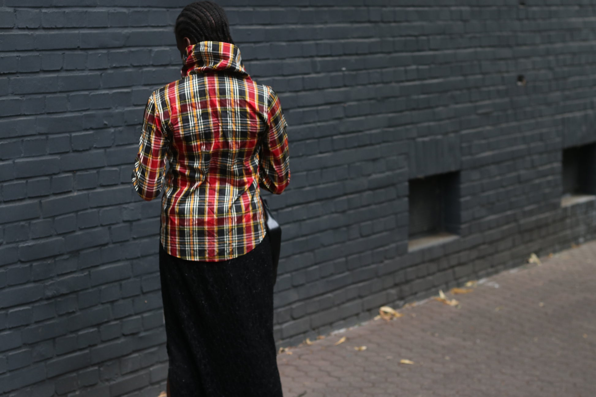 Vintage 90s Plaid Blouse - Red Tartan Draped Collar Shirt Raybold