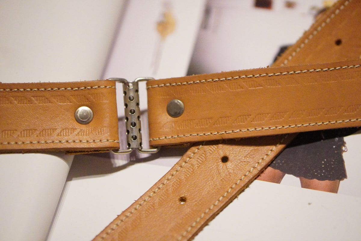 Vintage Brown Leather Belt | 70s Boho Tan Brown Embossed Detailed Belt