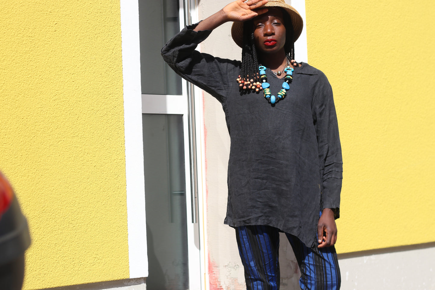 Vintage 1990s Black Linen Tunic Shirt Oversized Minimalist Lagenlook Blouse Top