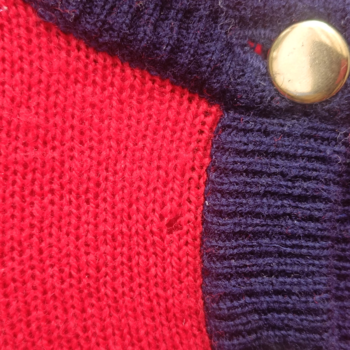 Wool Cardigan Vintage 80s Red Navy | Mackinnon Scotland Knit Sweater | L