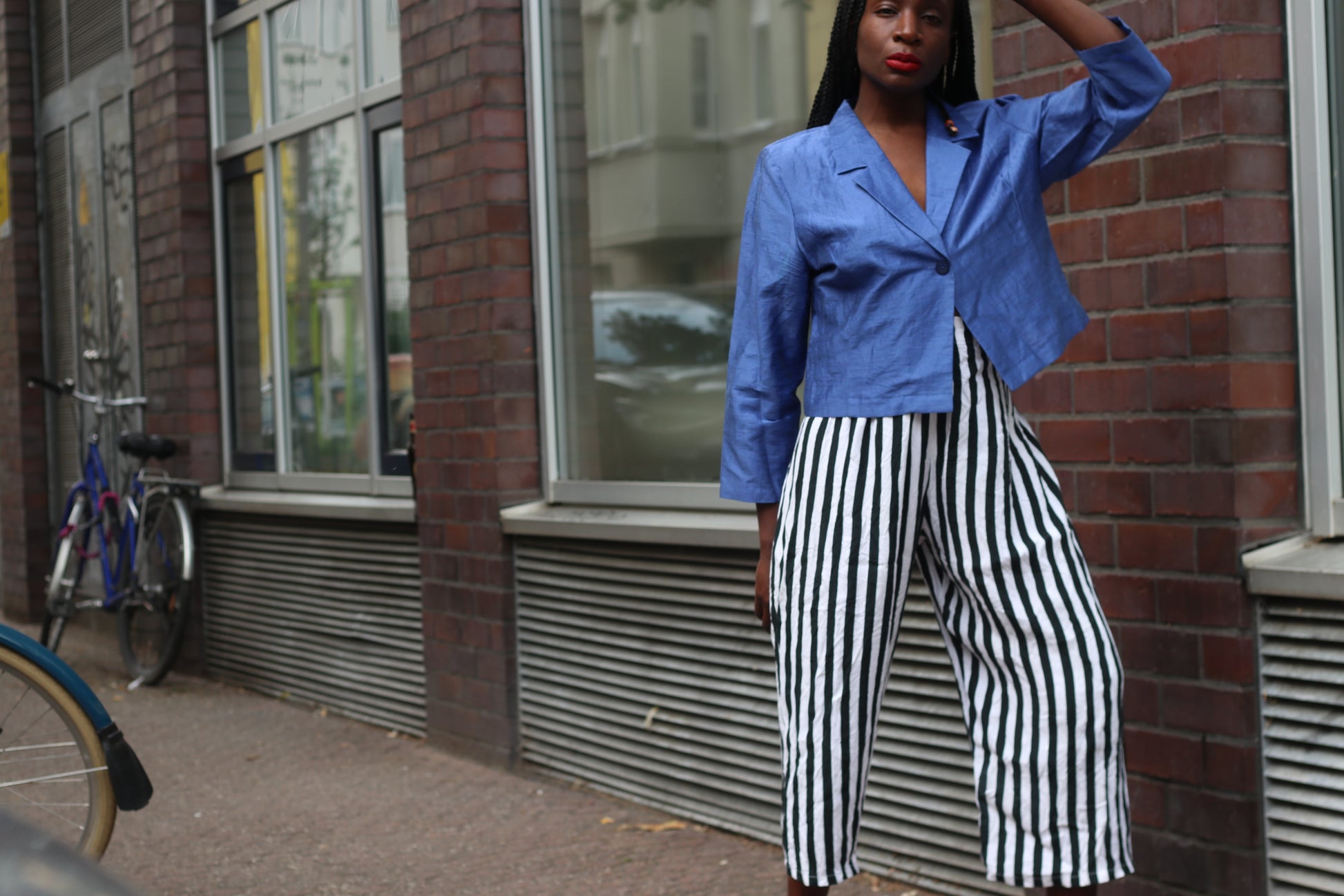 Vintage Linen Jacket Blue Cropped Blazer 90s Minimalist Linen Blend Shirt Top 42