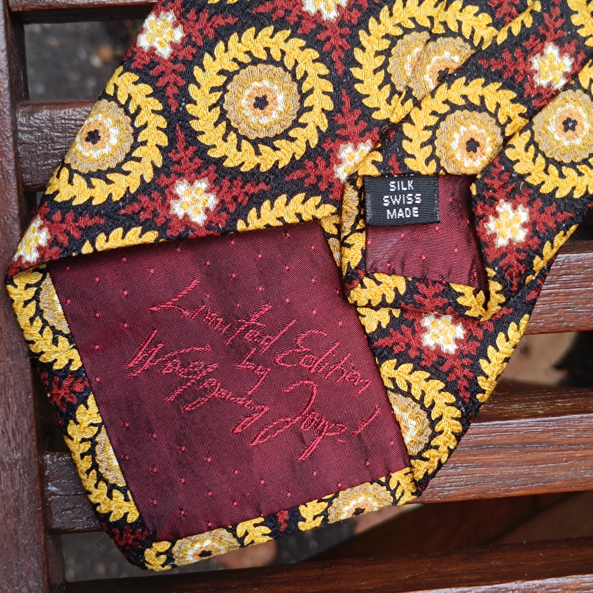 Vintage JOOP! Necktie | 90s Limited Edition Silk Tie | Burgundy Gold Medallion