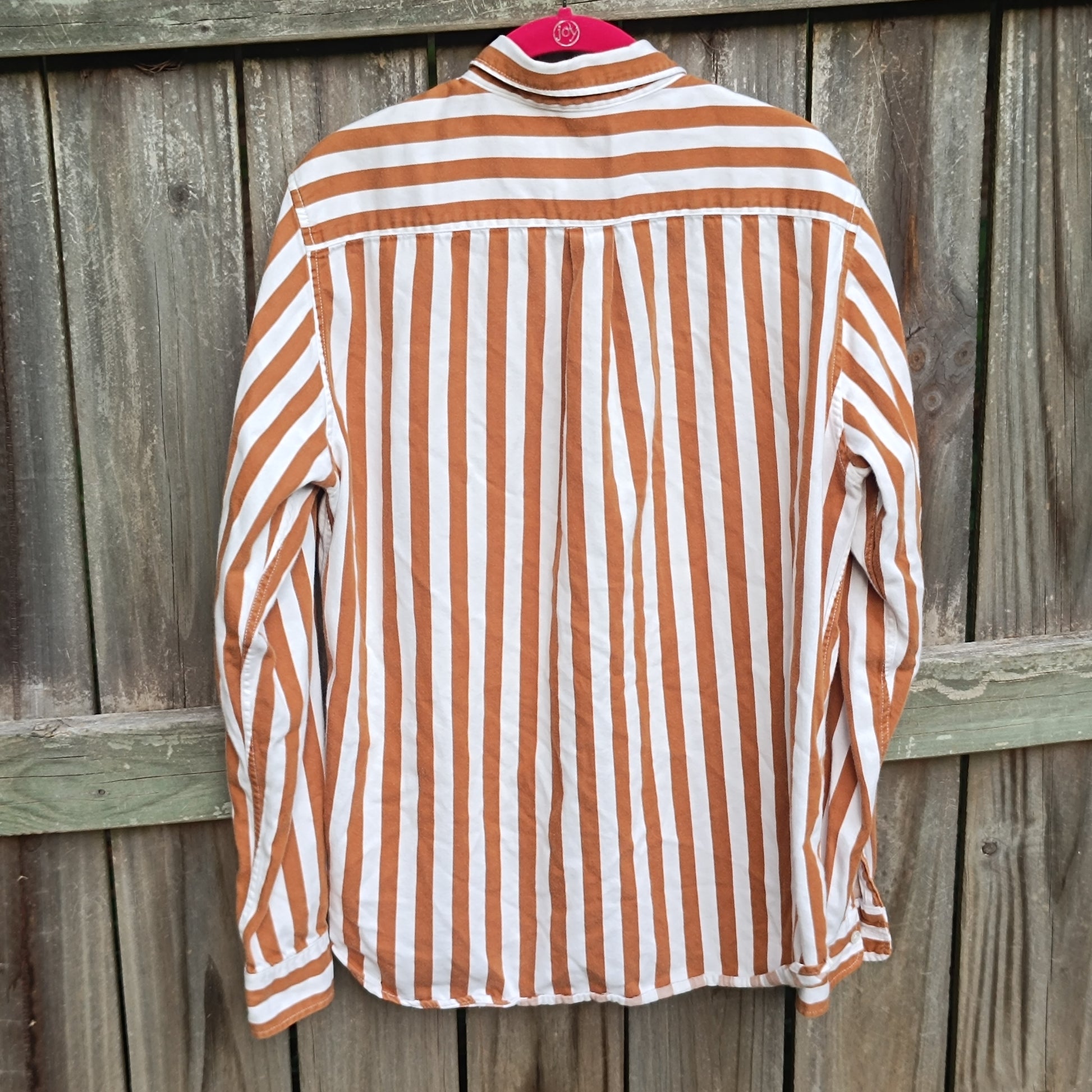 Pull and Bear Vintage y2k Brown Striped Cotton Button Down Shirt