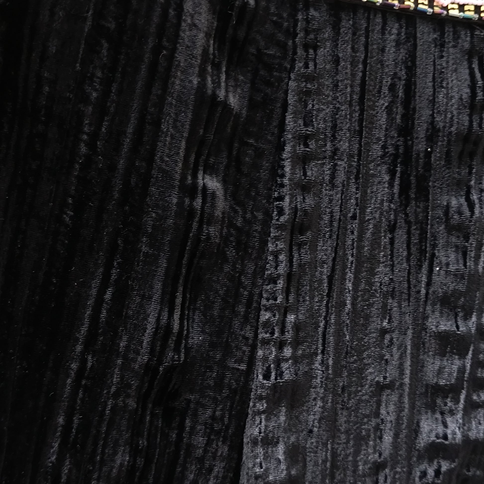 Vintage Velvet Midi Skirt | Y2K Black Crushed Velvet Beaded Skirt