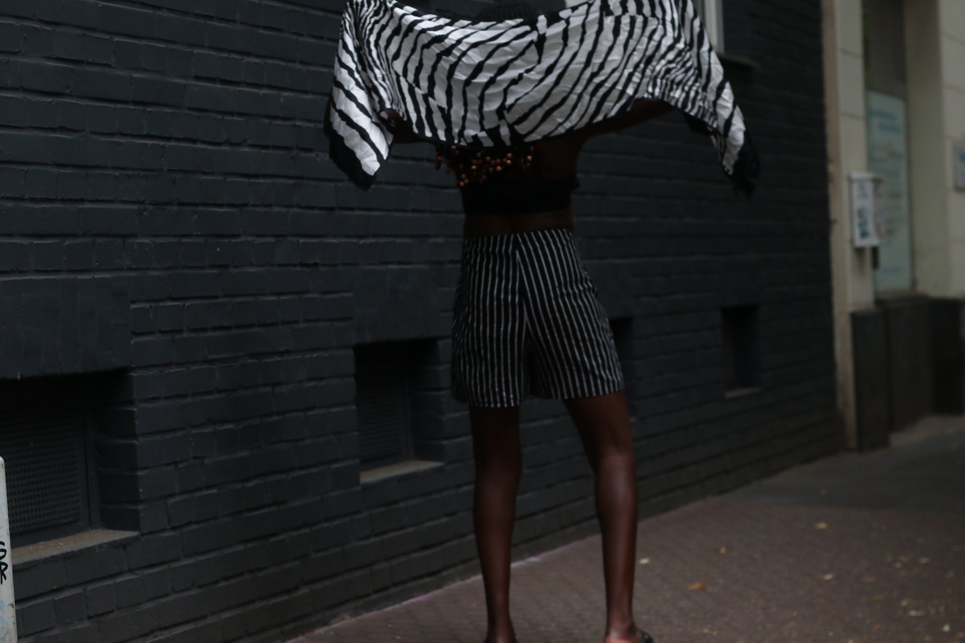 Vintage Black & White Silk Scarf - Abstract Zebra Print Square Scarf