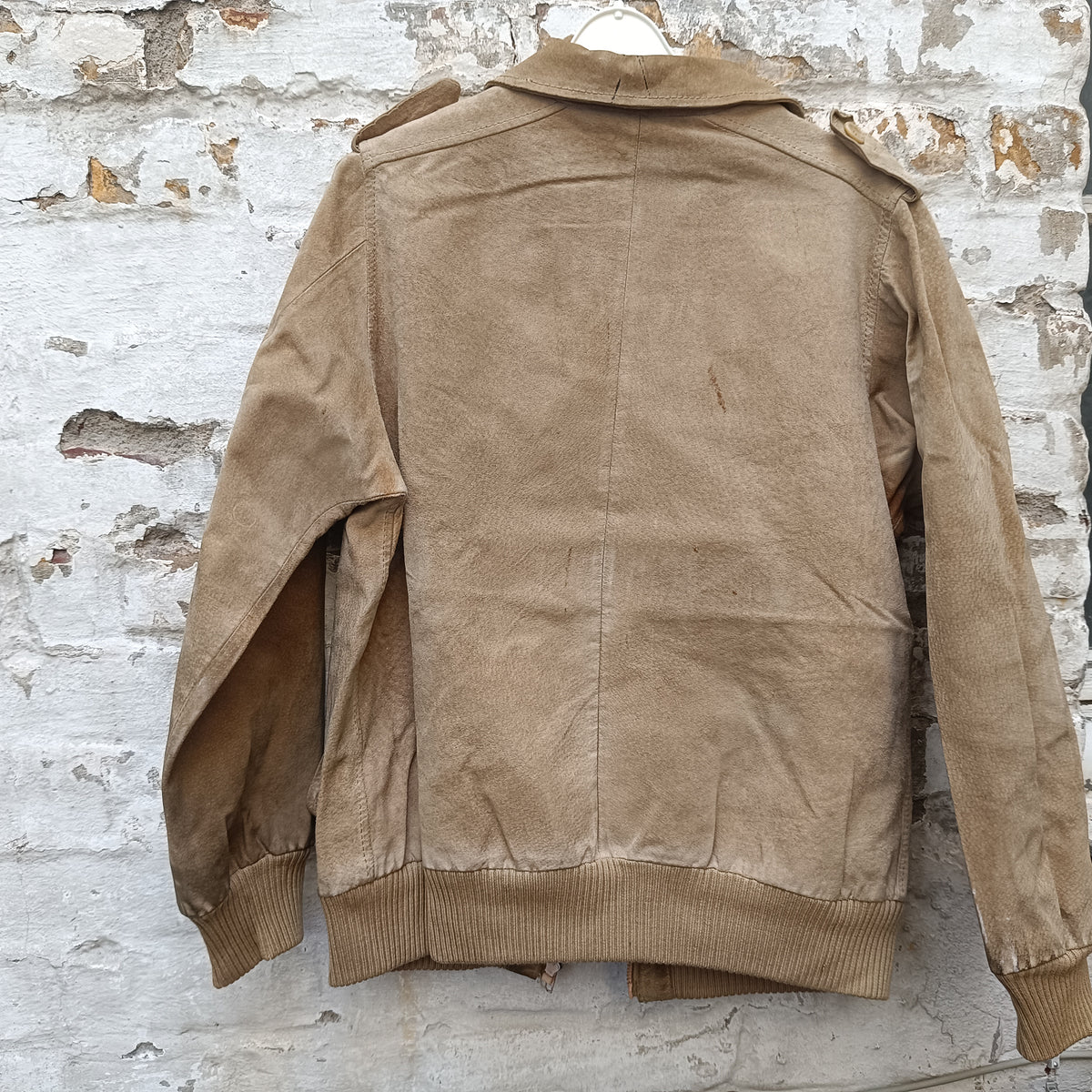 Vintage Suede Leather Bomber Jacket Tan Brown 80s 90s | Size L
