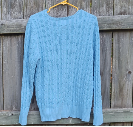 St John's Bay V-Neck Cable Knit Sweater | Y2k Sky Blue Jumper