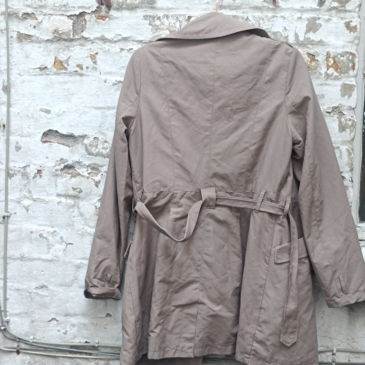 Trench Coat Vintage Y2K Beige Double Breasted Jacket | Size S EU 36