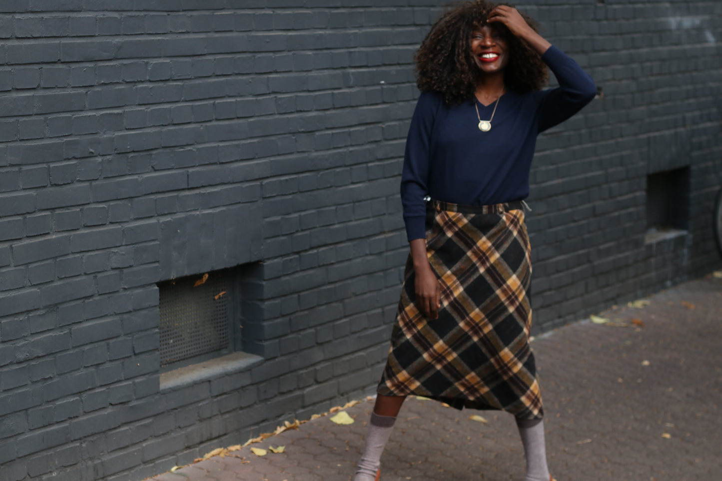 Plaid Midi Skirt | Vintage 90s Tartan Wool Bias Cut Skirt M to L