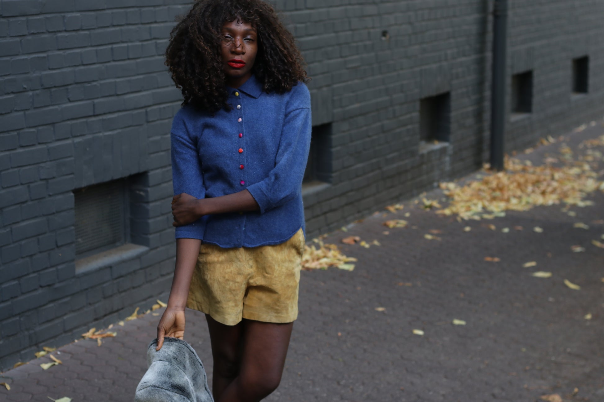 Vintage Blue Cashmere Cardigan | 90s Collared Sweater S