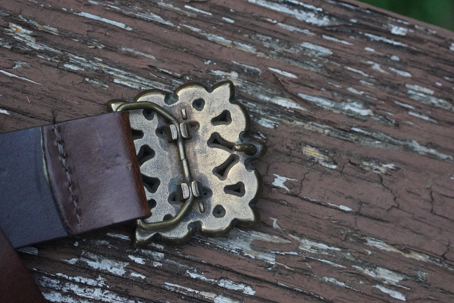 Vintage Y2K Italian Leather Belt - Blue Green Rhinestone Buckle Boho