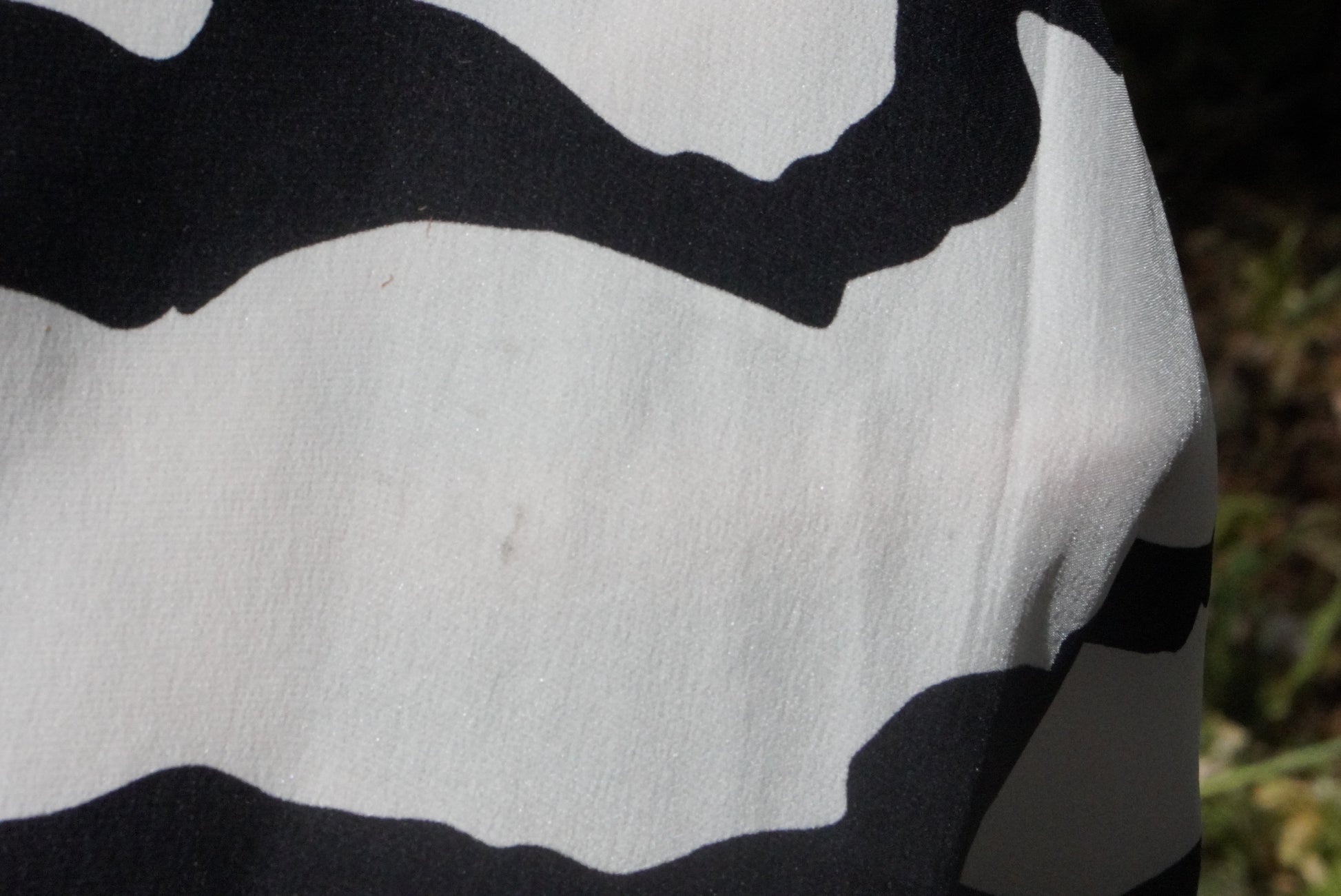 Vintage Black & White Silk Scarf - Abstract Zebra Print Square Scarf