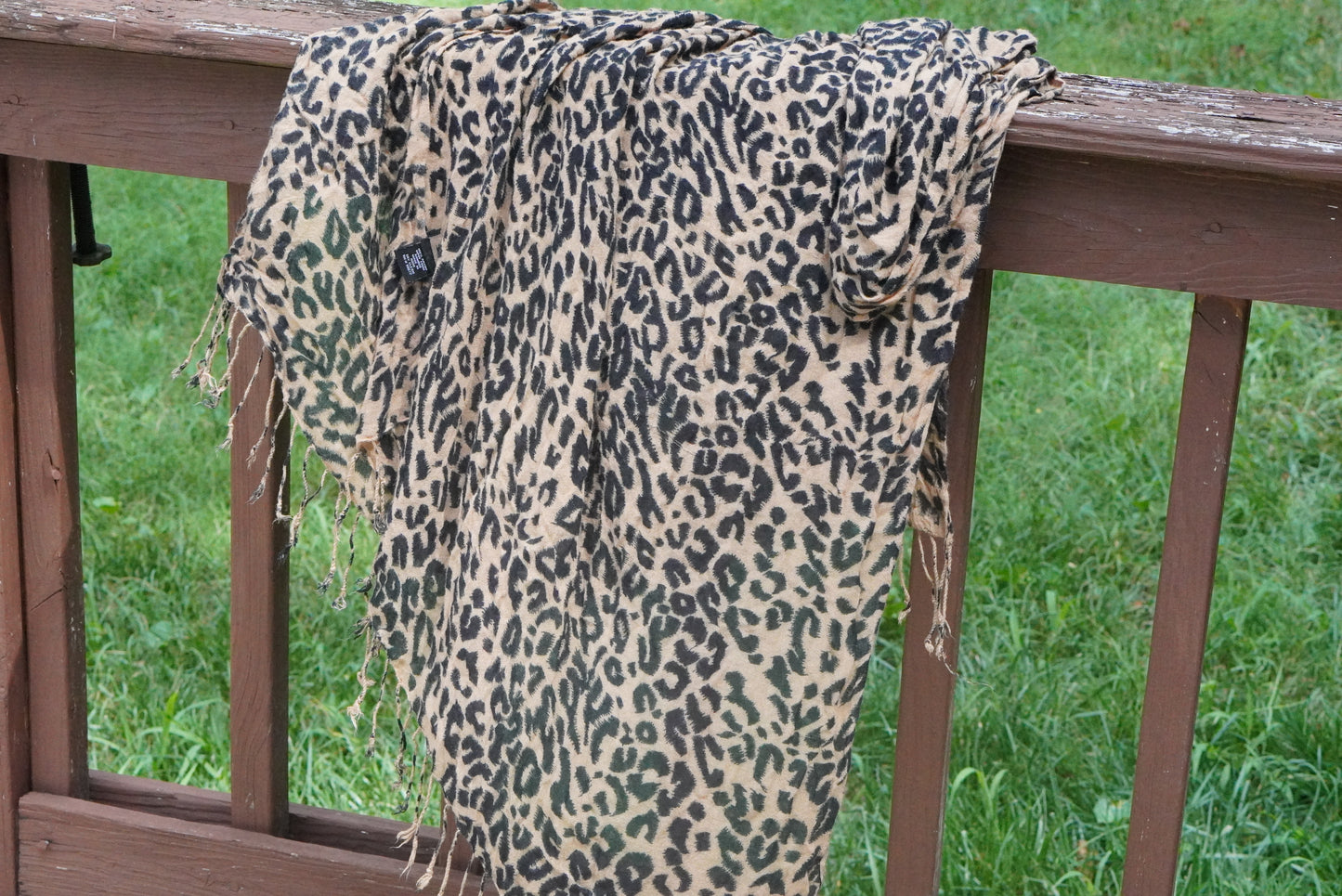 Vintage Leopard Print Scarf - 90s Soft Rayon Animal Pattern Wrap