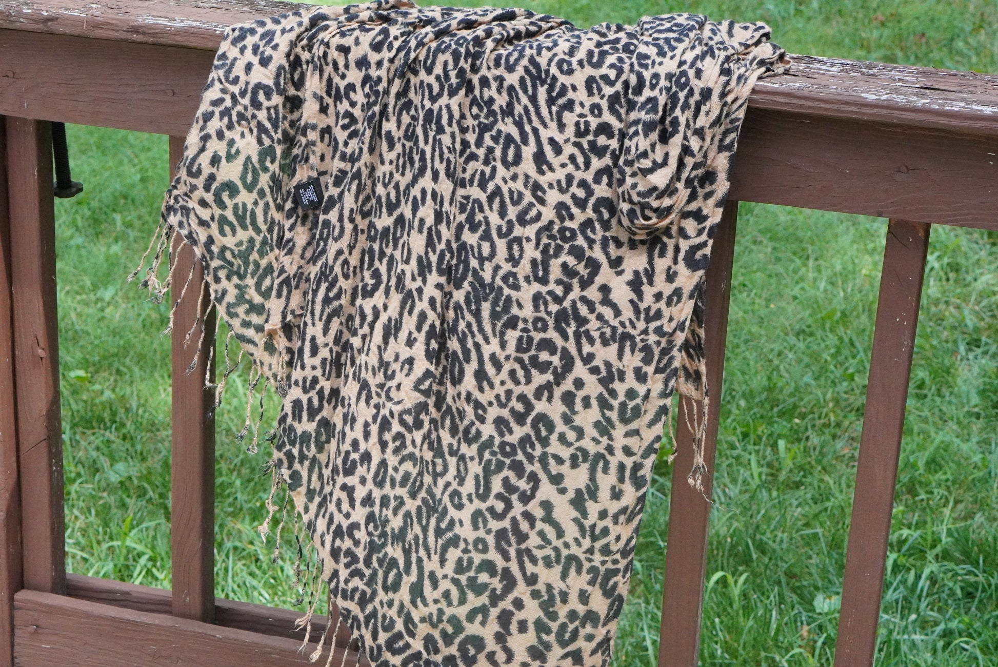Vintage Leopard Print Scarf - 90s Soft Rayon Animal Pattern Wrap