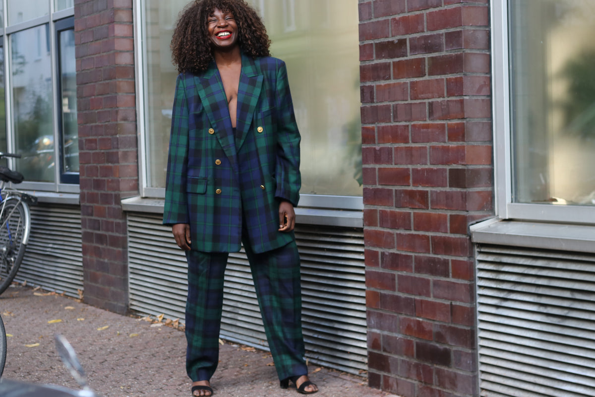 Tartan Plaid Trousers - 80s Wool Pants - NWT Deadstock Green | S/M
