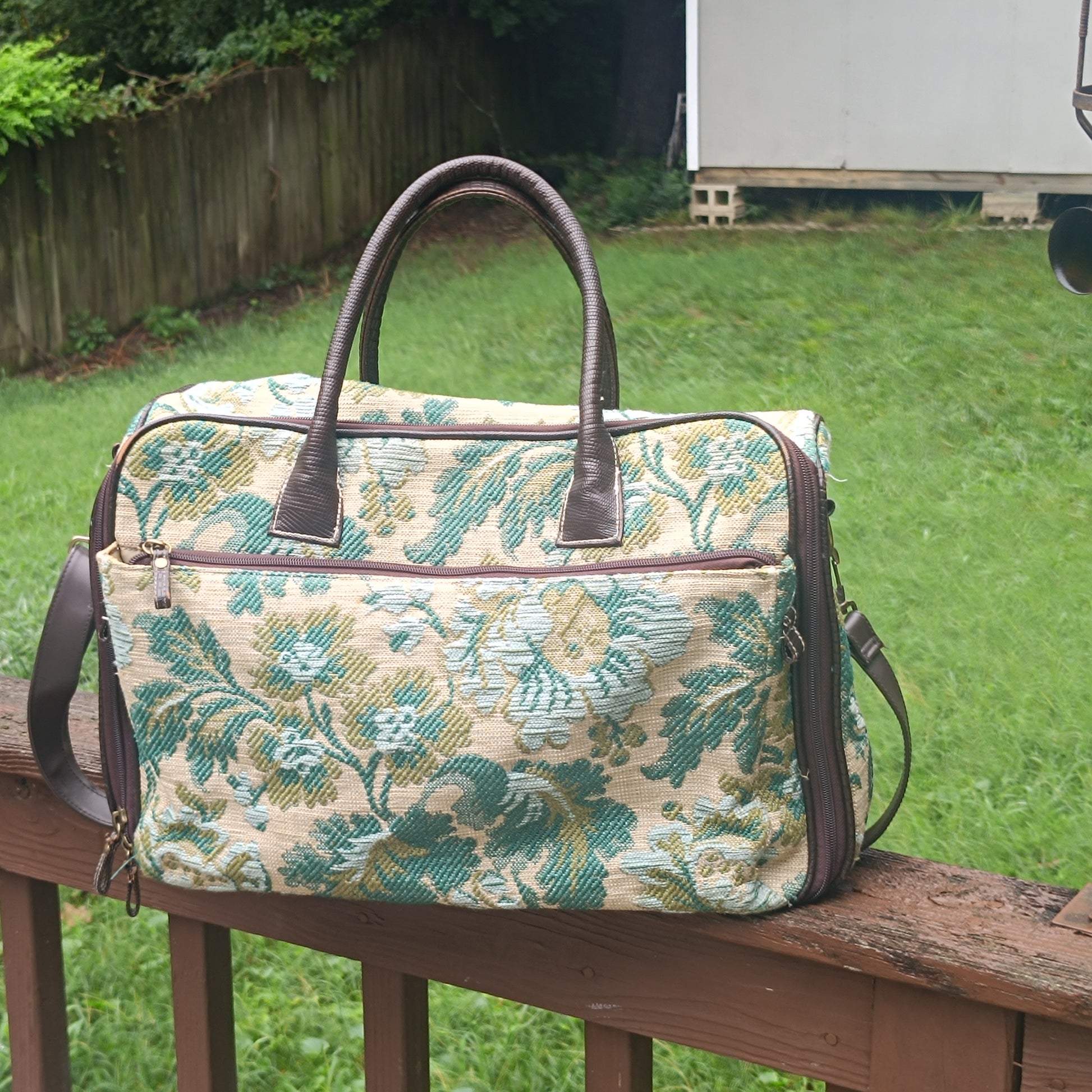 Bueno Vintage Tapestry Travel Bag - 90s Floral Weekender Duffle