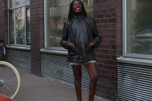 Leather Jacket - Vintage 90s Dark Brown - Fits Size 42 L