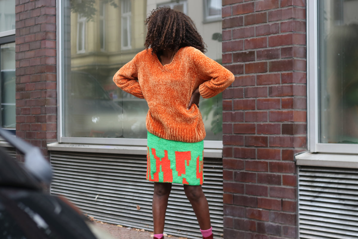 JW Anderson Strawberry Knit Mini Skirt Green Red Size S