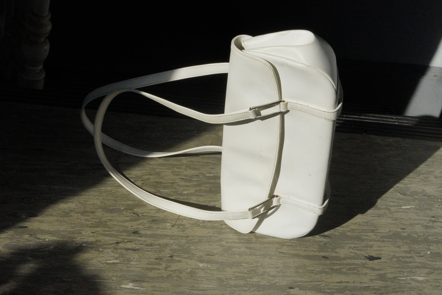 Vintage C Fabiani White Bag 90s Minimalist East West Shoulder Purse Retro Handbag