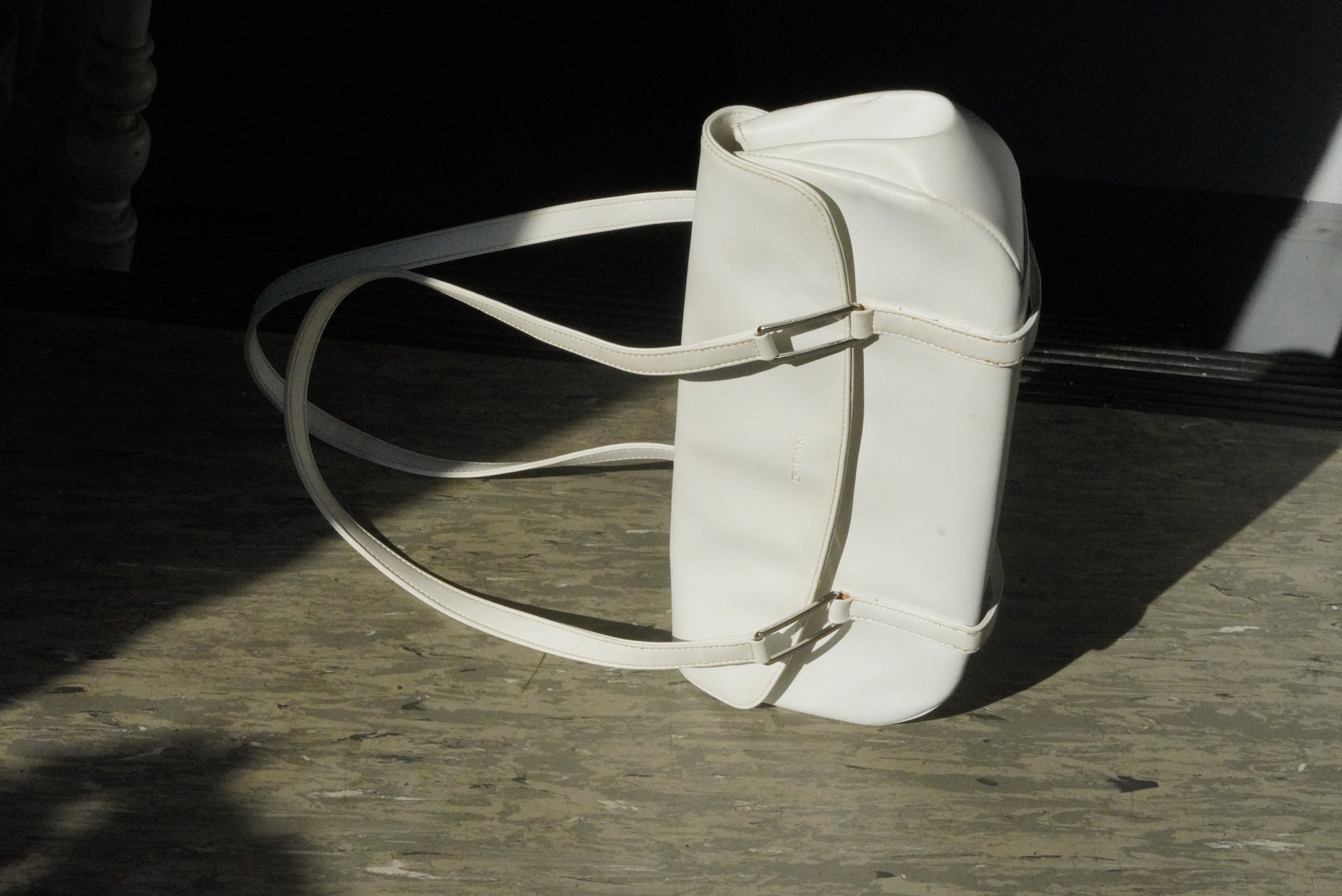 Vintage C Fabiani White Bag 90s Minimalist East West Shoulder Purse Retro Handbag