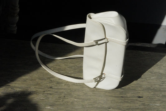 Vintage C Fabiani White Bag 90s Minimalist East West Shoulder Purse Retro Handbag