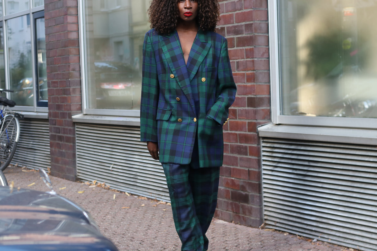 Tartan Plaid Trousers - 80s Wool Pants - NWT Deadstock Green | S/M
