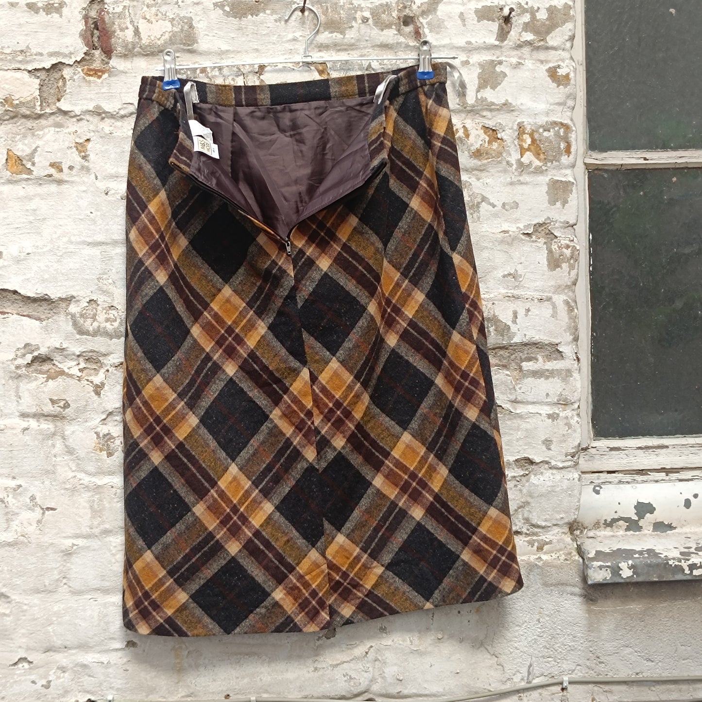 Plaid Midi Skirt | Vintage 90s Tartan Wool Bias Cut Skirt M to L